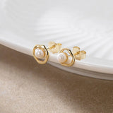 Cultured Freashwater Pear 14K Gold Plated 925 Sterling Silver Flower Shaped Earrings TQ
