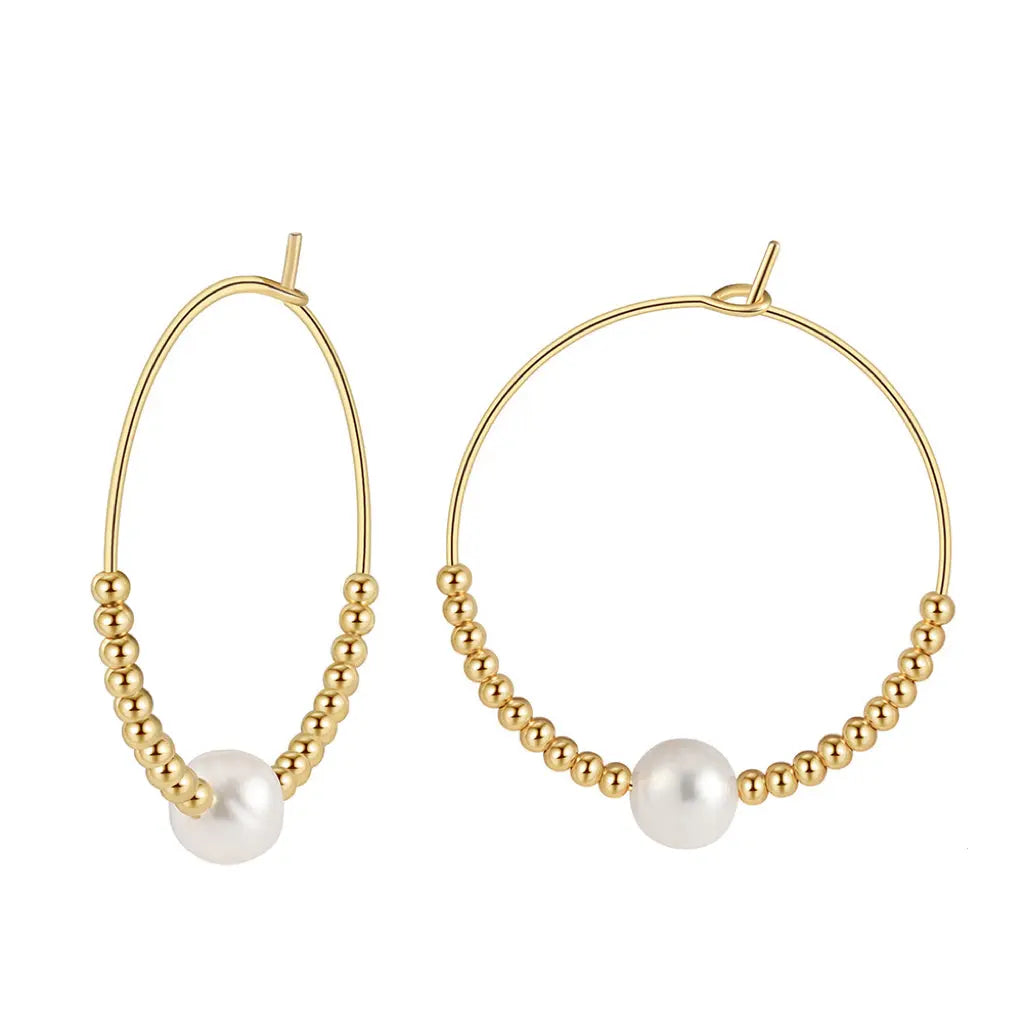 Cultured Freashwater Pear 14K Gold Plated 925 Sterling Silver Large Single Pearl Earrings TQ