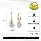 Cultured Freshwater Pearl 925 Sterling Silver 14K Gold Plated Baroque Shaped Earrings TQ