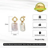 Cultured Freshwater Pearl 14K Gold Plated 925 Sterling Silver Square Baroque Earrings TQ