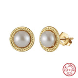 Cultured Freshwater Pearl 925 Sterling Silver 14K Gold Plated Vintage Large Pearl Earrings TQ