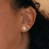 Cultured Freshwater Pearl 925 Sterling Silver 14K Gold Plated Vintage Large Pearl Earrings TQ