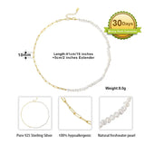 Cultured Freashwater Pearl 14K Gold Plated 925 Sterling Silver Vintage Paper Clip Necklace TQ