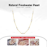 Cultured Freashwater Pearl 14K Gold Plated 925 Sterling Silver White Pearl Necklace TQ