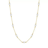 Cultured Freashwater Pearl 14K Gold Plated 925 Sterling Silver White Pearl Necklace TQ