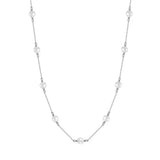 Cultured Freashwater Pearl 14K Gold Plated 925 Sterling Silver White Pearl Necklace TQ