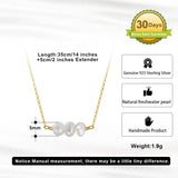 Cultured Freshwater Pearl 14K Gold Plated 925 Sterling Silver Three Pearl Necklace TQ