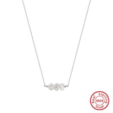 Cultured Freshwater Pearl 14K Gold Plated 925 Sterling Silver Three Pearl Necklace TQ