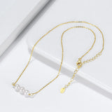 Cultured Freshwater Pearl 14K Gold Plated 925 Sterling Silver Three Pearl Necklace TQ