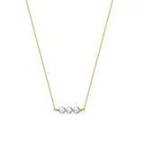 Cultured Freshwater Pearl 14K Gold Plated 925 Sterling Silver Three Pearl Necklace TQ