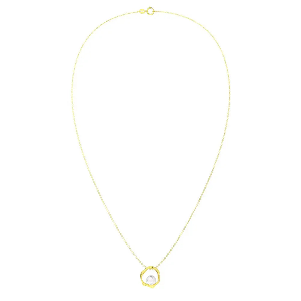 Cultured Freashwater Pear 14K Gold Plated 925 Sterling Silver Flower Shaped Necklace TQ