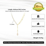 Cultured Freshwater Pearl 925 Sterling Silver 14K Gold Plated French Vintage Double-layer Necklace TQ