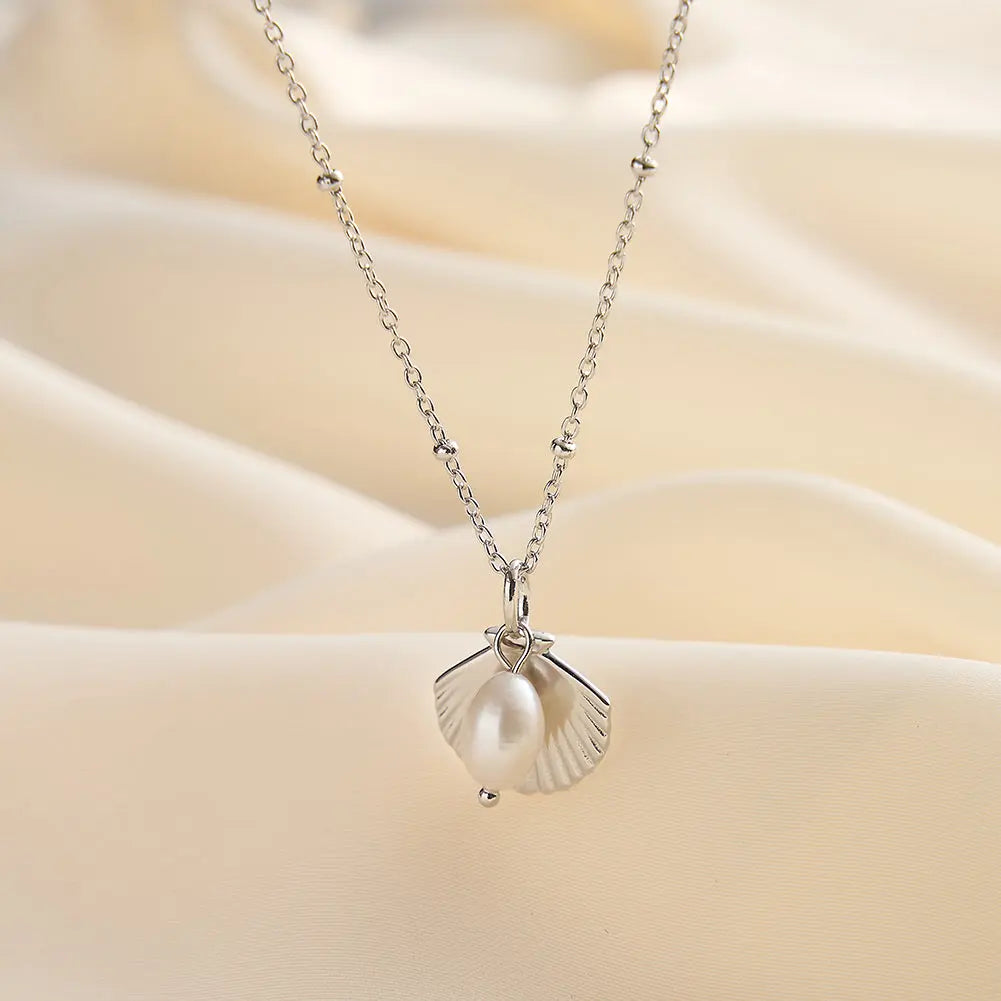 Cultured Freashwater Pearl 925 Sterling Silver 14K Gold Plated Ocean Summer Necklace TQ