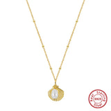 Cultured Freashwater Pearl 925 Sterling Silver 14K Gold Plated Ocean Summer Necklace TQ