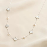 Cultured Freashwater Pearl 925 Sterling Silver Natural Shell Necklace TQ