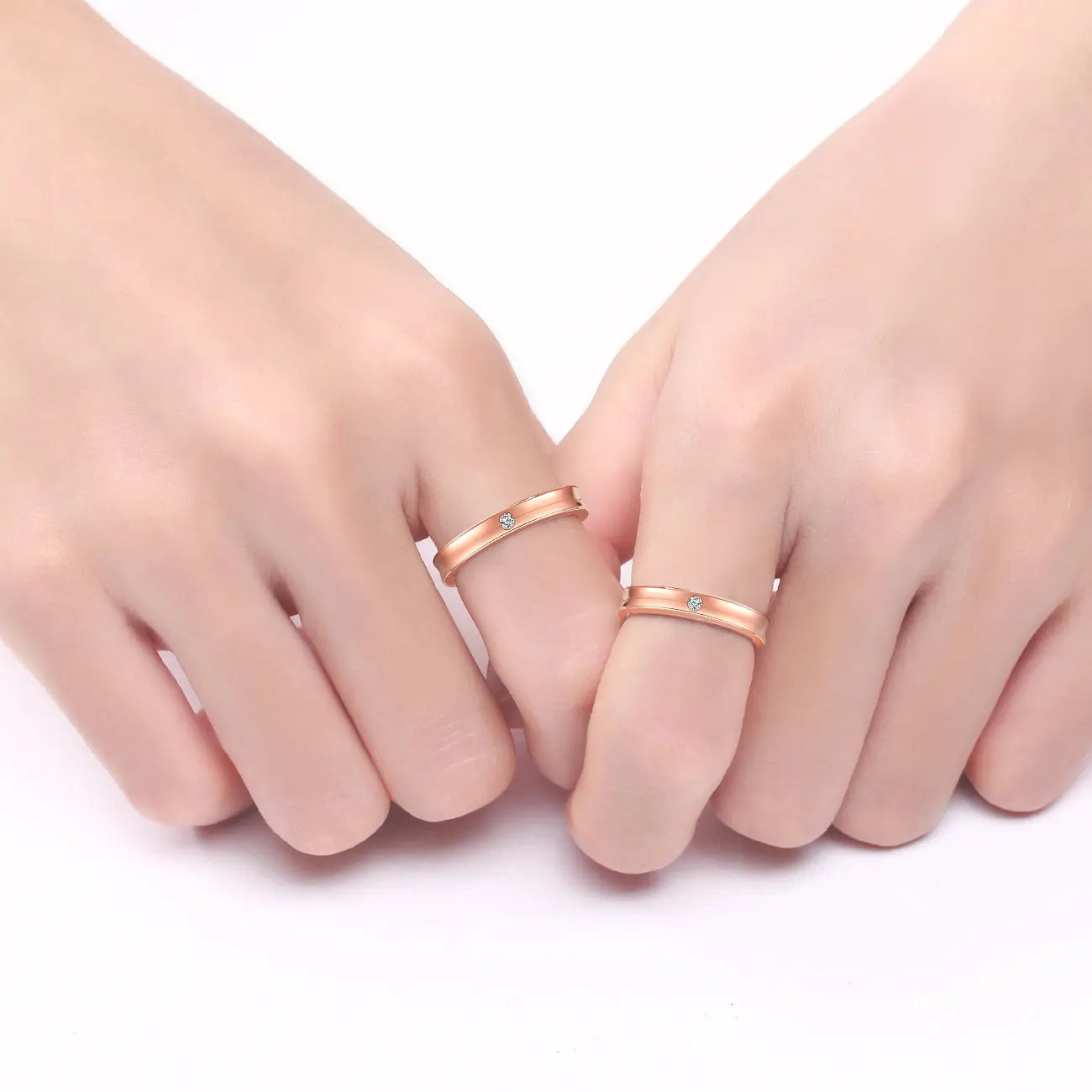 TWINKLE QUEEN Gold Plated S925 Silver Promise Ring Couple Wedding Engagement  Band for Women Men Lovers  Bridal Jewelry Gifts TQ