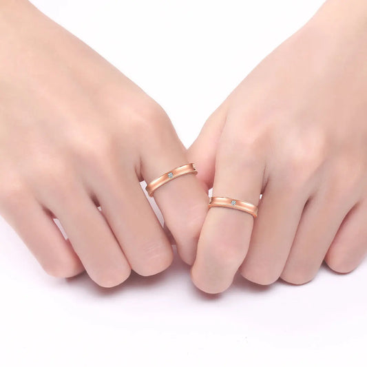 TWINKLE QUEEN Gold Plated S925 Silver Promise Ring Couple Wedding Engagement  Band for Women Men Lovers  Bridal Jewelry Gifts TQ