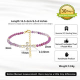 Natural Freshwater Pearl 925 Sterling Silver Purple Mica Bracelet TQ