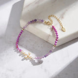 Natural Freshwater Pearl 925 Sterling Silver Purple Mica Bracelet TQ