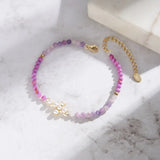 Natural Freshwater Pearl 925 Sterling Silver Purple Mica Bracelet TQ