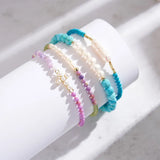 Natural Freshwater Pearl 925 Sterling Silver Purple Mica Bracelet TQ