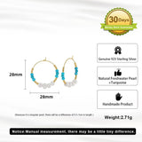 Natural Freshwater Pearl Turquoise 14K Gold Plated 925 Sterling Silver Earrings TQ