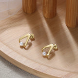 Cultured Freashwater Pear 14K Gold Plated 925 Sterling Silver Triangle Earrings TQ