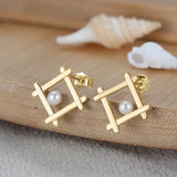 925 Sterling Silver French Style Natural Pearl Geometric Earrings for Women, Unique and Chic Fashion Jewelry TWINKLE QUEEN