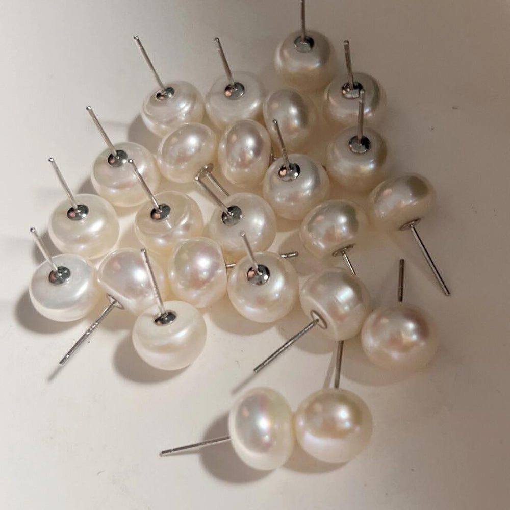 Aurora Natural Freshwater Pearl Earrings S925 Silver Accessories Earrings Mori Style Steamed Bread Beads Elegant Simple Earrings TWINKLE QUEEN