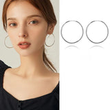 S925 Sterling Silver Plain Ring Earrings Women's Large Ring Ear Buckle Distinctive Fashion All-match South Korea Internet Celebrant Popular Earrings TWINKLE QUEEN