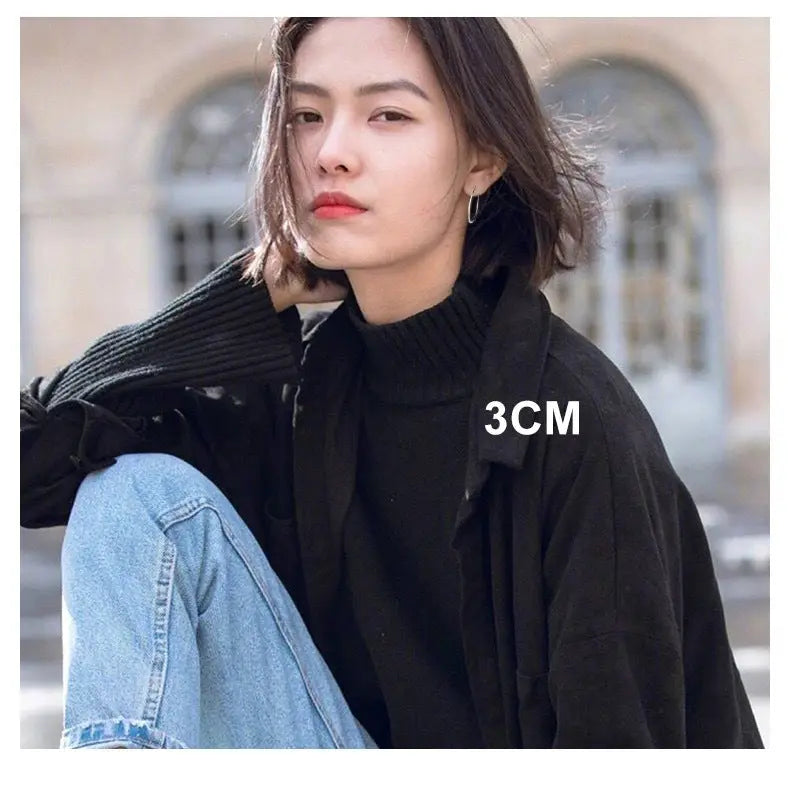 S925 Sterling Silver Plain Ring Earrings Women's Large Ring Ear Buckle Distinctive Fashion All-match South Korea Internet Celebrant Popular Earrings TWINKLE QUEEN