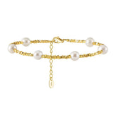 Cultured Freshwater Pearl Irregular 925 Silver Vintage Bracelet TQ