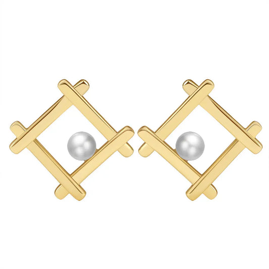 925 Sterling Silver French Style Natural Pearl Geometric Earrings for Women, Unique and Chic Fashion Jewelry TWINKLE QUEEN