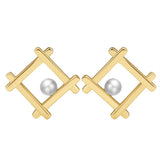 925 Sterling Silver French Style Natural Pearl Geometric Earrings for Women, Unique and Chic Fashion Jewelry TWINKLE QUEEN