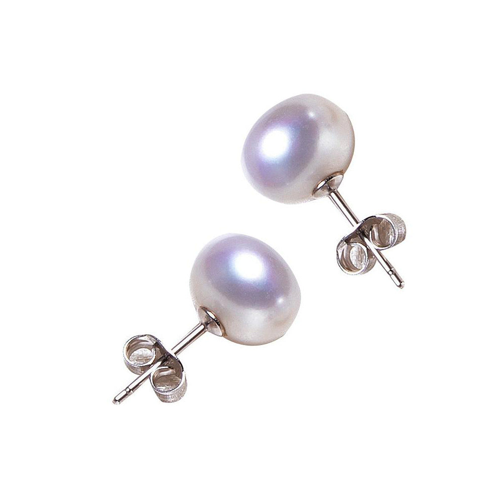 Aurora Natural Freshwater Pearl Earrings S925 Silver Accessories Earrings Mori Style Steamed Bread Beads Elegant Simple Earrings TWINKLE QUEEN