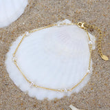 Natural Freshwater Pearls 14K Gold Plated 925 Sterling Silver Baroque Bead Anklet TQ