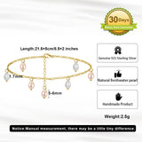 Natural freshwater Pearls 14K Gold Plated 925 Sterling Silver Orange Millet Bead Anklet TQ