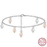 Natural freshwater Pearls 14K Gold Plated 925 Sterling Silver Orange Millet Bead Anklet TQ