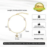 Freshwater Pearl 925 Sterling Silver 14K Gold Plated Starfish Anklet TQ