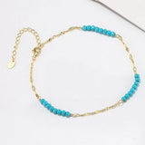 Turquoise 14K Gold Plated 925 Sterling Silver Anklet TQ