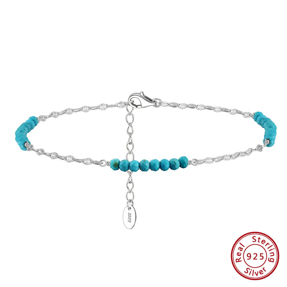 Turquoise 14K Gold Plated 925 Sterling Silver Anklet TQ