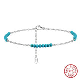 Turquoise 14K Gold Plated 925 Sterling Silver Anklet TQ