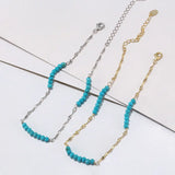 Turquoise 14K Gold Plated 925 Sterling Silver Anklet TQ