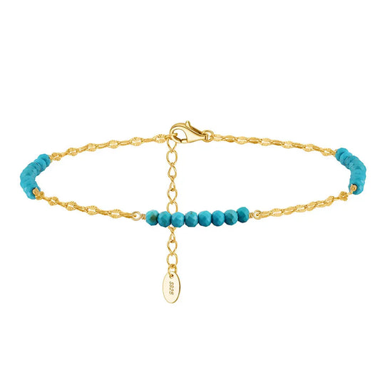 Turquoise 14K Gold Plated 925 Sterling Silver Anklet TQ