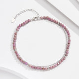 14K Gold Plated 925 Sterling Silver Purple Mica Double Anklet TQ