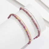14K Gold Plated 925 Sterling Silver Purple Mica Double Anklet TQ