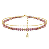 14K Gold Plated 925 Sterling Silver Purple Mica Double Anklet TQ