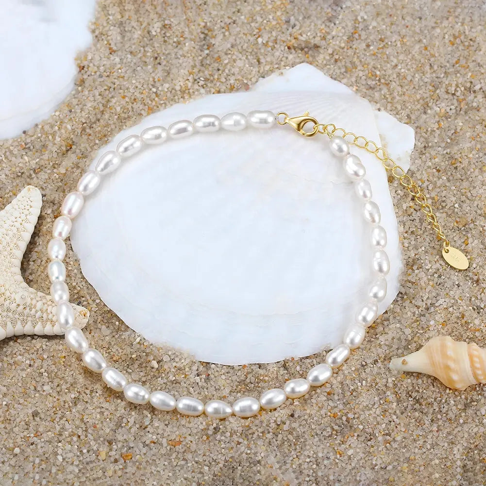 Cultured Freashwater Pearl 14K Gold Plated 925 Sterling Silver Fully Beaded Bracelet TQ