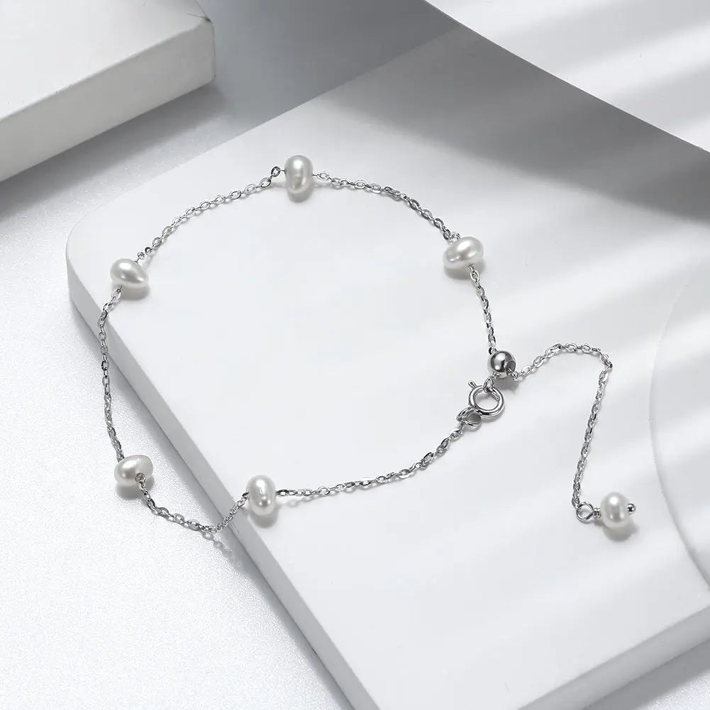 Cultured Freashwater Pearl 14K Gold Plated Irregular 925 Sterling Silver 4MM Baroque Bracelet TQ