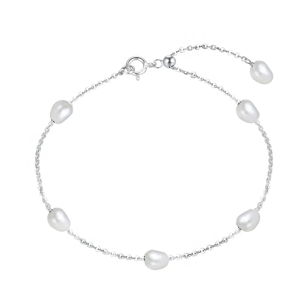 Cultured Freashwater Pearl 14K Gold Plated Irregular 925 Sterling Silver 4MM Baroque Bracelet TQ